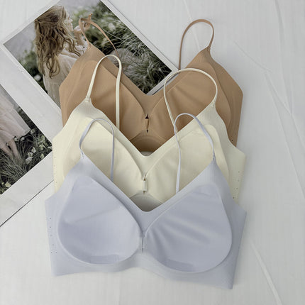 Cool Liquid Jelly Japanese Style Breathable Camisole Small Breast Push-Up No Rims Nude Seamless Bra Intimates