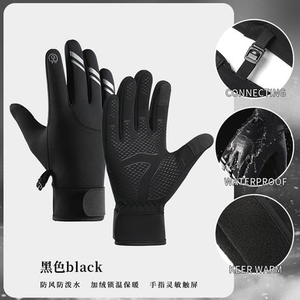 2025 Cross-Border Autumn and Winter Sports Velvet Windproof and Warm Men's and Women's Non-Slip Touch Screen Water-Repellent Cycling Cold-Proof Gloves
