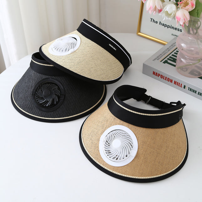 Summer Large Brim Electric Sun Hat Fan Hat Men's Anti-Uv Fisherman Hat Sun Protection Sun Hat Women