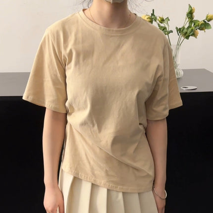 Blueberryd Spring and Summer Brushed Cotton Short-Sleeved T-Shirt Women's Summer Cotton Tops Pure and Sweet Tops Customized