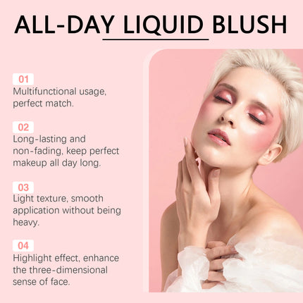 Liquid Blush Stick with Sponge Tip Waterproof Long-Lasting Brightening Moisturizing Lips Cheeks Natural Korean Cosmetic Makeup