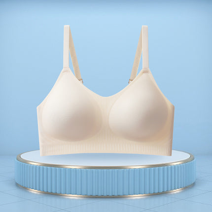 Summer Thin Large-Breasted Special Wire-Free Latex Bra Top-Up Jelly Anti-Sagging Vest-Style Seamless Intimates for Women