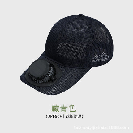 New Mesh Solar Charging Fan Hat Adult Outdoor Sun Protection Baseball Cap Men and Women Mountaineering Sports Duck Tongue