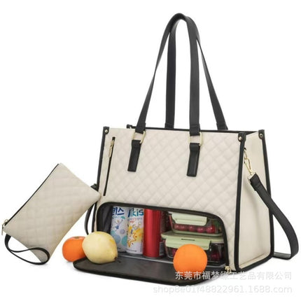 Cross-Border Hot Selling 2-in-1 Handbag Lunch Bag Combination Bag Large Portable Thermal Bag Women's Cross-Axillary Bag