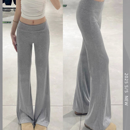 American-Style Flared Pants for Women, Summer Thin Low-Waist Slimming Bell-Bottom Pants with Drape, Horse Hoof Pants, Sports Sweatpants