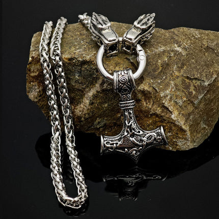 Cross-border explosions faucet necklace amulet Nordic Viking Rune hammer pendant guardian totem wholesale generation