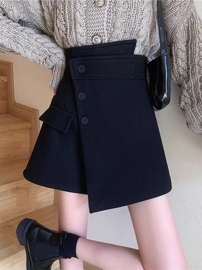 Design Sense Niche Irregular Shorts Women's 2024 Spring New Elegant High Waist Slimming Korean Style A- Shirt Pants Skirt