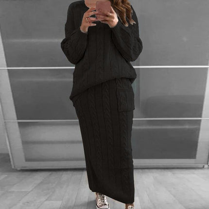 2026 Autumn/Winter New Women's Fashion Amazon European and American Style Cable Knit Sweater Women's Set Dress
