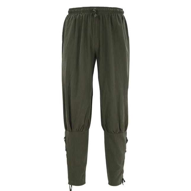 Medieval Retro Drawstring Leggings Pants Ancient European Men's Pants Stage Performance Clothing Daily Bottoming Loose Pants