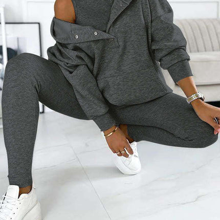 Amazon Hot Products Women's Sports Casual Hooded Sweater Thickened Thread Slim Vest Pants Three-Piece Set