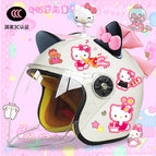 Children's 3c thickening + cat t2 / White half helmet + rocking cat + black pink butterfly + pink butterfly