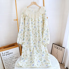 Beige Mushroom Grass Lace Crewneck Dress / M