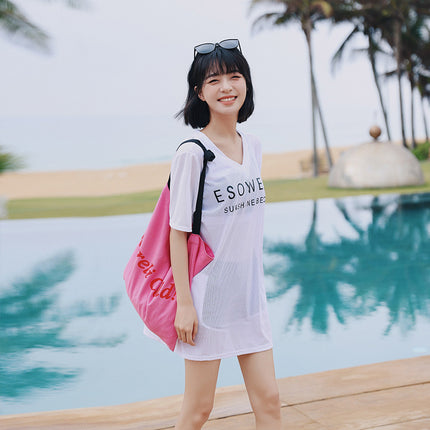 2022 New Swimsuit Women's Conservative Belly-Covering Slimming Korean ins Fairy Fan Pingjiao Three-Piece Hot Spring Swimsuit