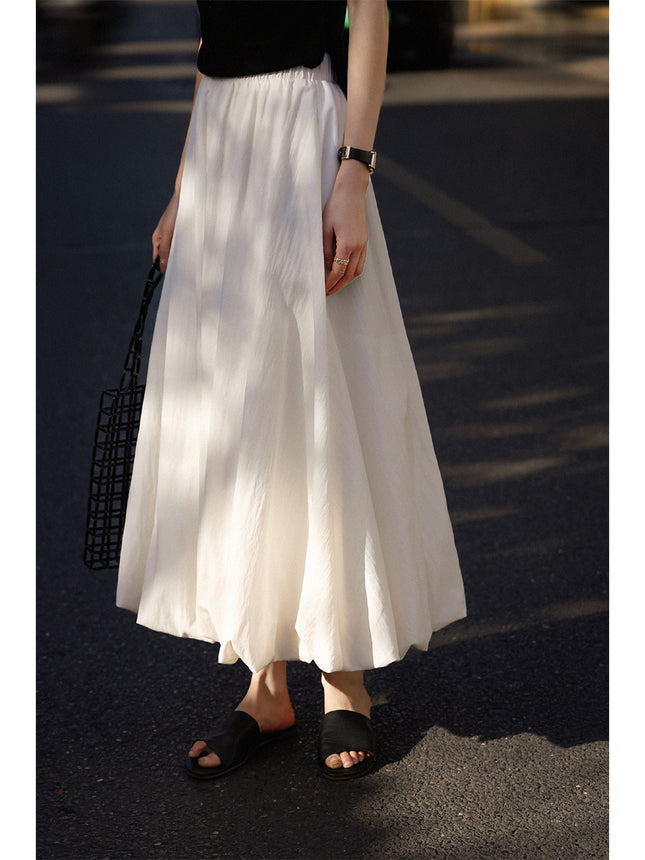 25 years spring new high-gloss moment elastic waist covering flesh lantern bud skirt puffy skirt