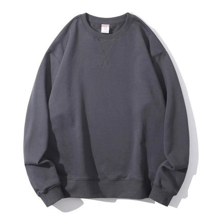 Men's Autumn AG380 g Cotton Heavy Loop Crewneck Men's Sweater Inverted Triangle Solid Color Printed Men's Fashion Brand