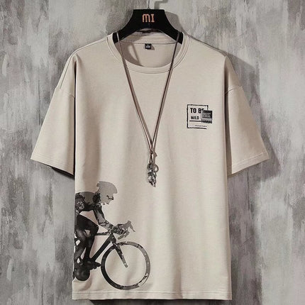 Short-Sleeved Men's Thin Simple 2024 T-Shirt New Loose Round Neck Summer Ins Trendy Hong Kong Style Student Male Street Stall Wholesale