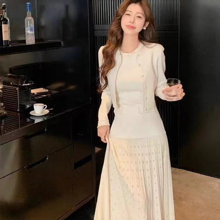 M2026 Spring and Summer New Cross-Border Foreign Trade Women's Clothing French European and American Style Elegant Sleeveless Long Dress Knitted Dress