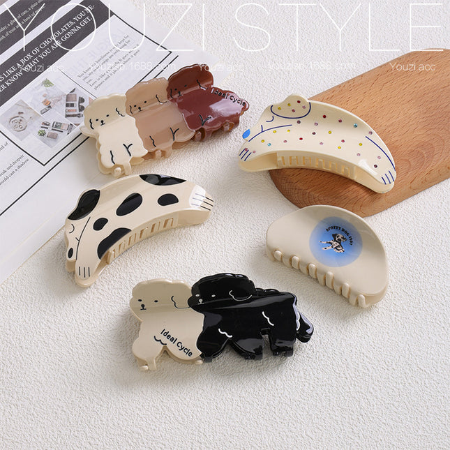 Cute Cartoon Puppy Hairpin for Women with Hair on the Back of the Head, Shark Clip, High-End Large-Volume Hairpin Hairpin Headgear