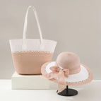 [pink] ribbon woven bag / Hat + bag set