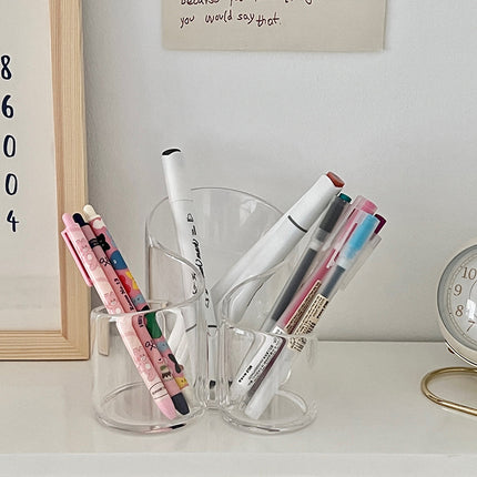 Simple Transparent Acrylic Cosmetic Brush Storage Bucket Desktop Student Pen Conner Desktop Cosmetic Lipstick Storage Box
