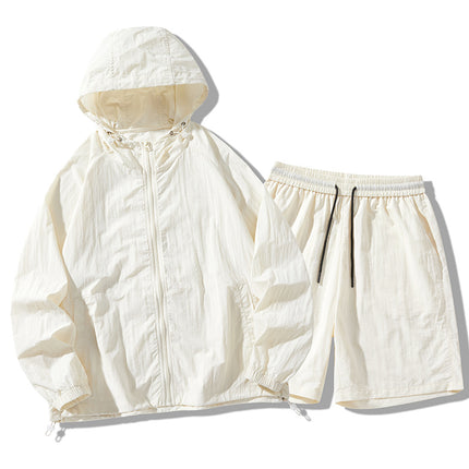 Sun Protection Clothing Set Upf50+ Cool-Touch Ice Silk Original Yarn Hooded Breathable Nylon Ice Silk Outdoor Skin Protection Clothing Shorts