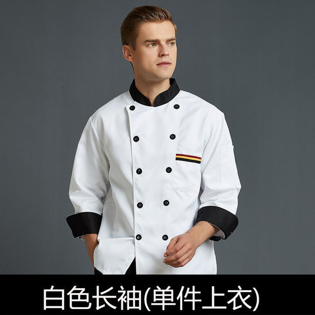 Chef Work Clothes Men's Short-Sleeved Summer Thin Chef Clothes Long-Sleeved White Hotel Canteen Catering Work Clothes Kitchen Chef Clothes