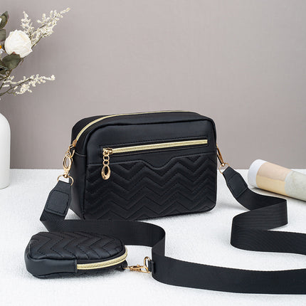 Dropshipping Women's Quilted Pattern Crossbody Bag Casual Normcore Shoulder Bag with Mini Money Hanging