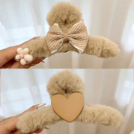 Autumn and Winter plush hairpin female clip headdress furry shark clip cute high-grade sense back head clip high-end hairpin