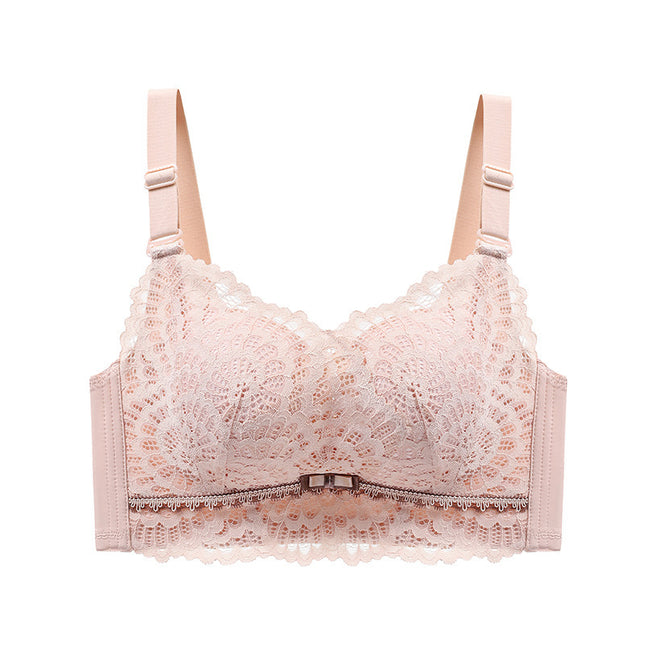 Thickened Intimates for Women with Small Breasts, Push-Up and Enlargement, Steamed Bun Cup Bra, Comfortable Side-Retractable, Non-Magnetic, Wire-Free Adjustable Bra