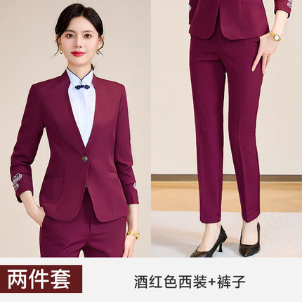 Blue Ladies Professional Suit Vest suit Hotel Front Desk KTV Reception Chinese Restaurant Waiter Work Clothes