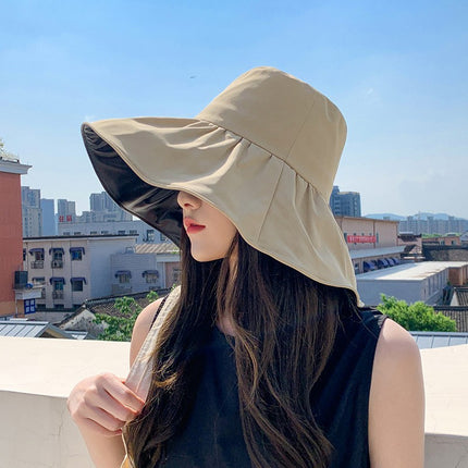 New Sun Protection Hat for Women in Summer, Uv Protection, Casual and Versatile Vinyl All-Round Oversized Brim Sun Protection Hat