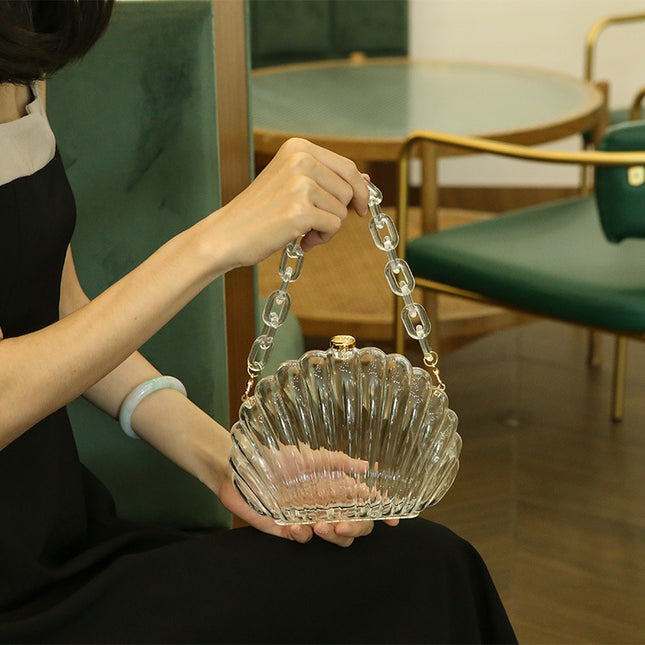 Cross-Border Acrylic Shell Bag, Transparent Evening Bag, Portable Evening Bag, Ladies Bag, Chain Cross-Body Bag