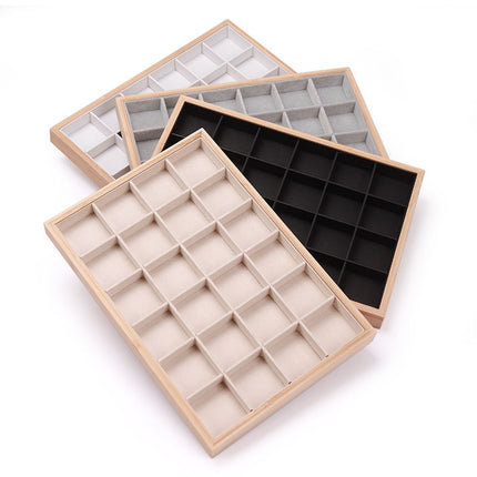 Bamboo Edge 24-grid Jewelry Disc Earrings Headline Necklace Sorting Finishing Box Beaded Flower Jewelry Display Rack Looking at Pallets