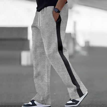 Cross-Border Amazon American New Products for Spring and Autumn Heavy Men's Terry Loose Color Matching Casual Sports Pants