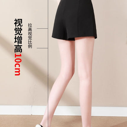 Shorts Women's High Waist 2024 New Summer Black A- line Wide Leg Slim Chiffon Casual Suit Shorts