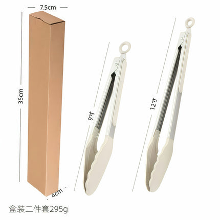 Silicone Clips for Kitchen Non-Stick Pans, Anti-Scalding and High Temperature Resistance, Household Barbecue and Steak Special Set, Stainless Steel Food Clips
