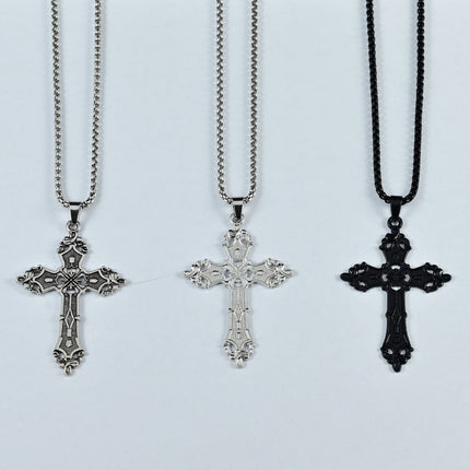 European and American Baroque Cross Necklace Women's Stylish Retro Bohemian Cold Style Pendant Sweater Chain Gothic
