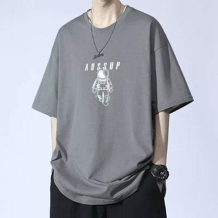 2024 Summer Short-sleeved Loose T-shirt Men's Trendy Brand Casual Half-sleeved Trendy T-shirt Base Shirt Five-sleeved Top