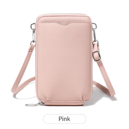 2024 New Mini Litchi Pattern Mobile Phone Bag Wallet Fashionable Women's Multifunctional Crossbody Small Bag Simple Shoulder Bag
