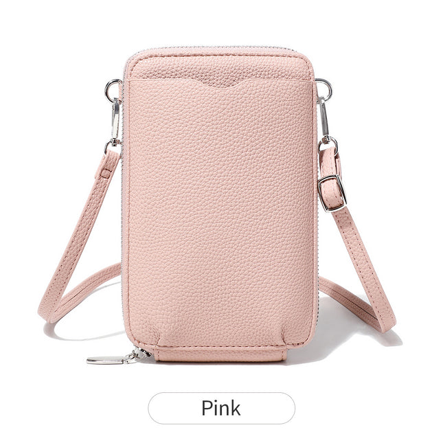 2024 New Mini Litchi Pattern Mobile Phone Bag Wallet Fashionable Women's Multifunctional Crossbody Small Bag Simple Shoulder Bag