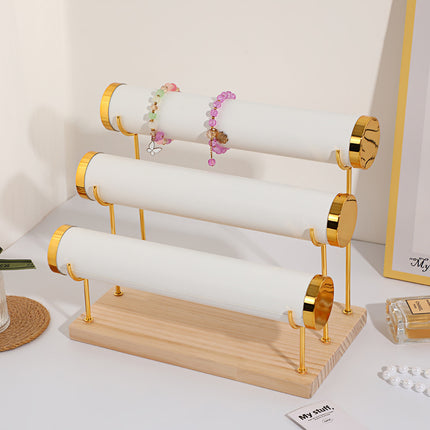Creative Solid Wood Suede Watch Bracelet Display Rack Hair Ring Bracelet Storage Rack Counter Stepped Jewelry Jewelry Rack