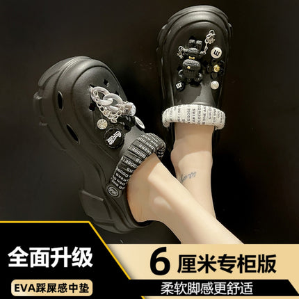 New Fashion Platform Cave Shoes Women's Thick Bottom Increased Anti-slip Internet-famous Cute Beach Sandals for Summer