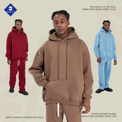 Cai Xiang Island Men's Clothing | Cross-Border American-Style Hooded Sweatshirt for Men, Autumn and Winter Loose Street Fashion Hoodie and Sweatpants Set for Men