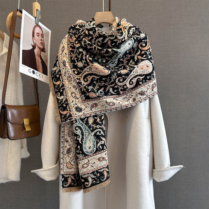 2025 New Autum Retro Fashion Cashew Flower Printed Scarf Warm and Cold Scarf Fashionable Multi-Functional Shawl
