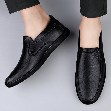 Cross-border business casual leather shoes men's slip-on flat driving shoes lazy shoes Four Seasons single shoes peas shoes cowhide men's shoes