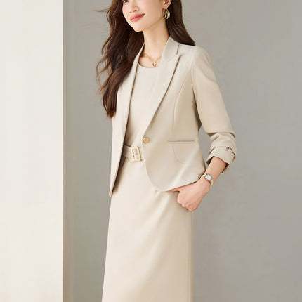 New Blue Suit Jacket Women's Suit dress Dress Two-piece Autumn and Winter Elegant Small Chanel Style Business Wear