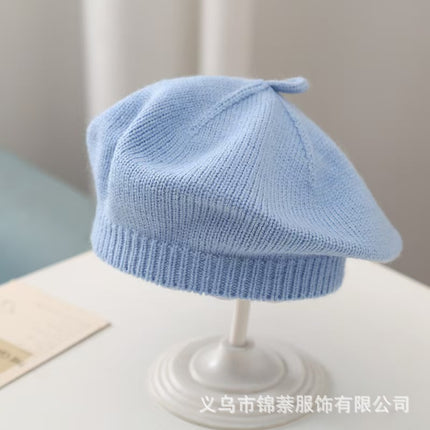Spring and Autumn Korean Style Baby Boy and Girl Candy Color All-match Knitted Beret Children's Western Style Casual Wool Hat Paintler Hat