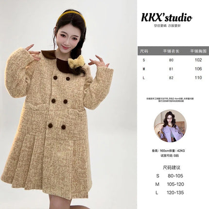 N2507 Smart Muse Down Wool Coat Women's Mid-length dress Girl Duck Down Thickened Niche Winter
