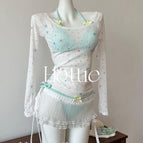 Light green bikini + butt curtain + star blouse / M 47.5-52.5kg