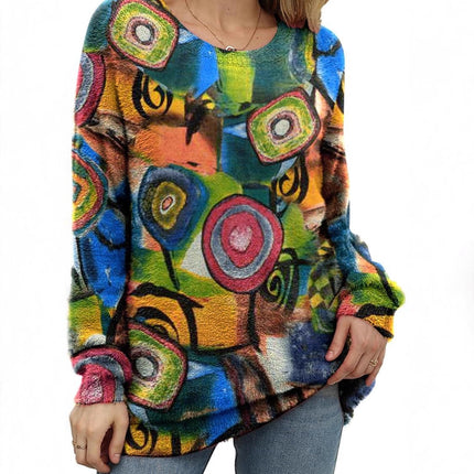 Yzt-Ddmtt Solid Color Mink Fur Printed Sweater, Cross-Border Amazon Best-Selling Model, Exclusively for Cross-Border Sales, Popular Women's Loose Fit